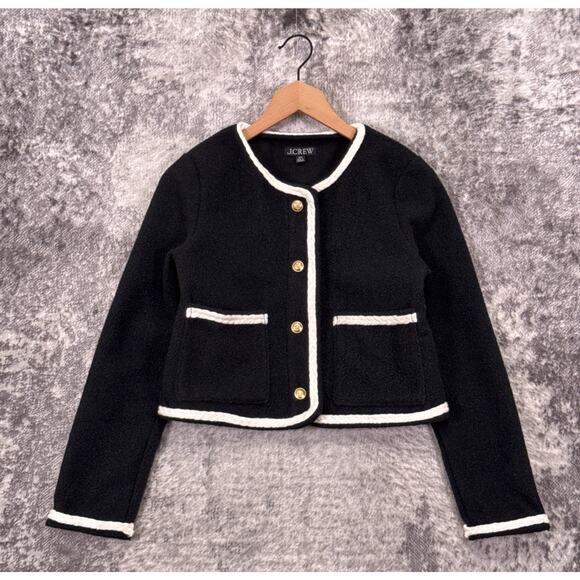J. Crew Jackets & Blazers - J Crew Cropped Boucle Yarn Lady Jacket XXS Womens Black